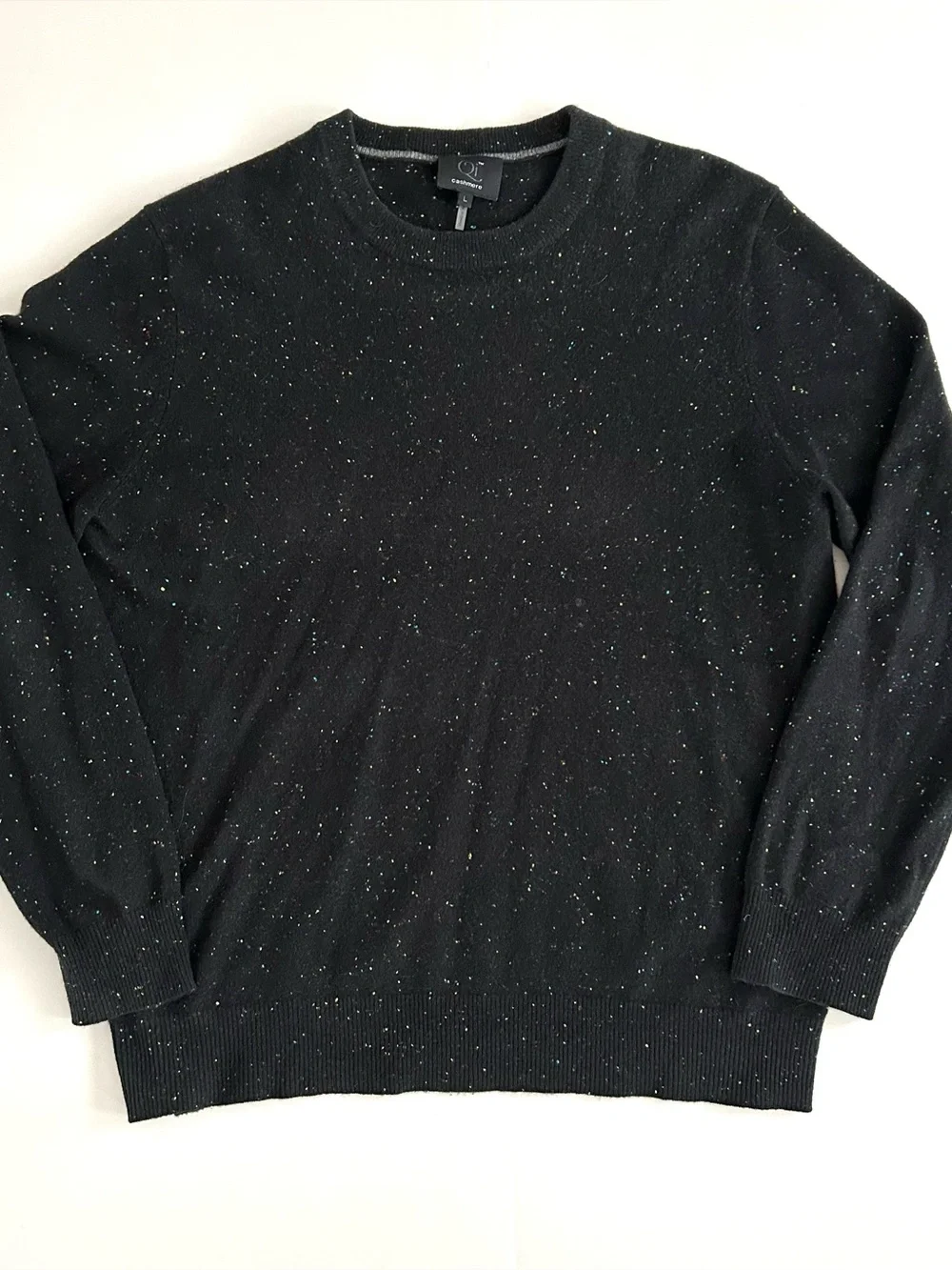 Qi Cashmere Black Multi-Color Speckled Sweater - Size L - Mens